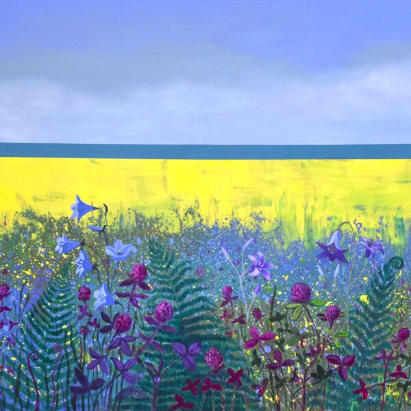 Bluebell Meadow, acrylic on canvas, 100x80 cm, 2026