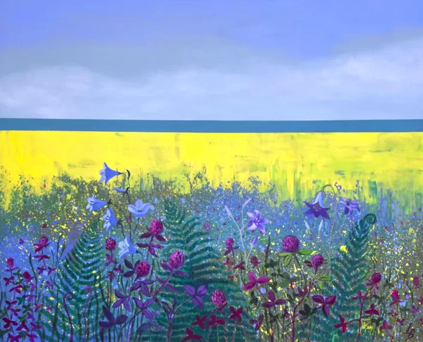 Bluebell Meadow, acrylic on canvas, 100x80 cm, 2026