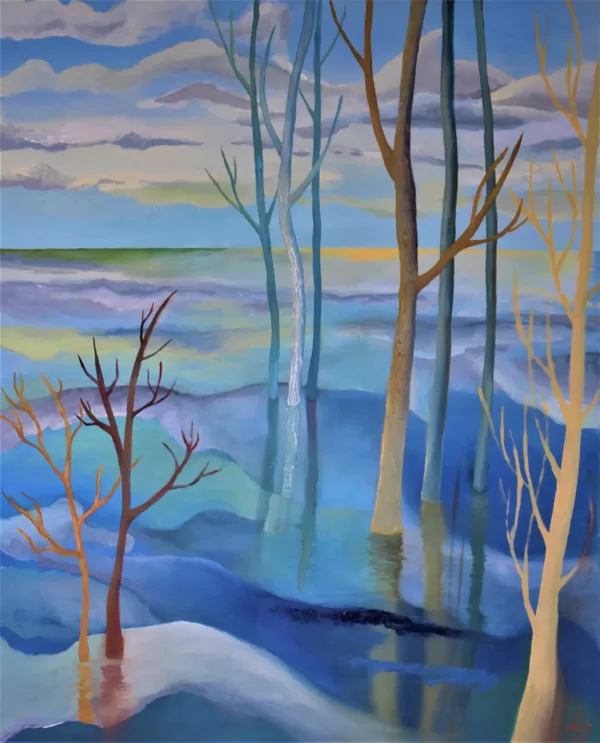 "Atspulgi, Kaņiera ezers" eļļa/audekls (80x100) 2021