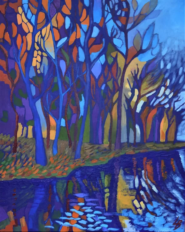 "Tumst rudens vakars" akrils/audekls (100x80cm) 2022
