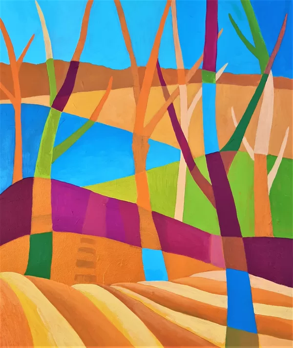 "Rudens ezers" akrils/audekls (46x55cm) 2020