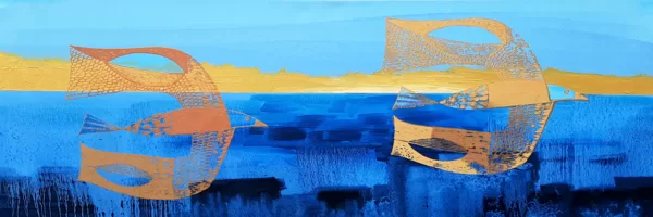 "Lidojums saulrietā" eļļa/audekls (40x120cm) 2021