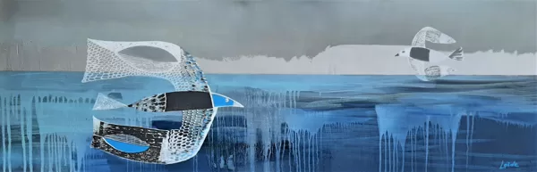 "Pavasara nojausma" eļļa/audekls (40x120 cm), 2021